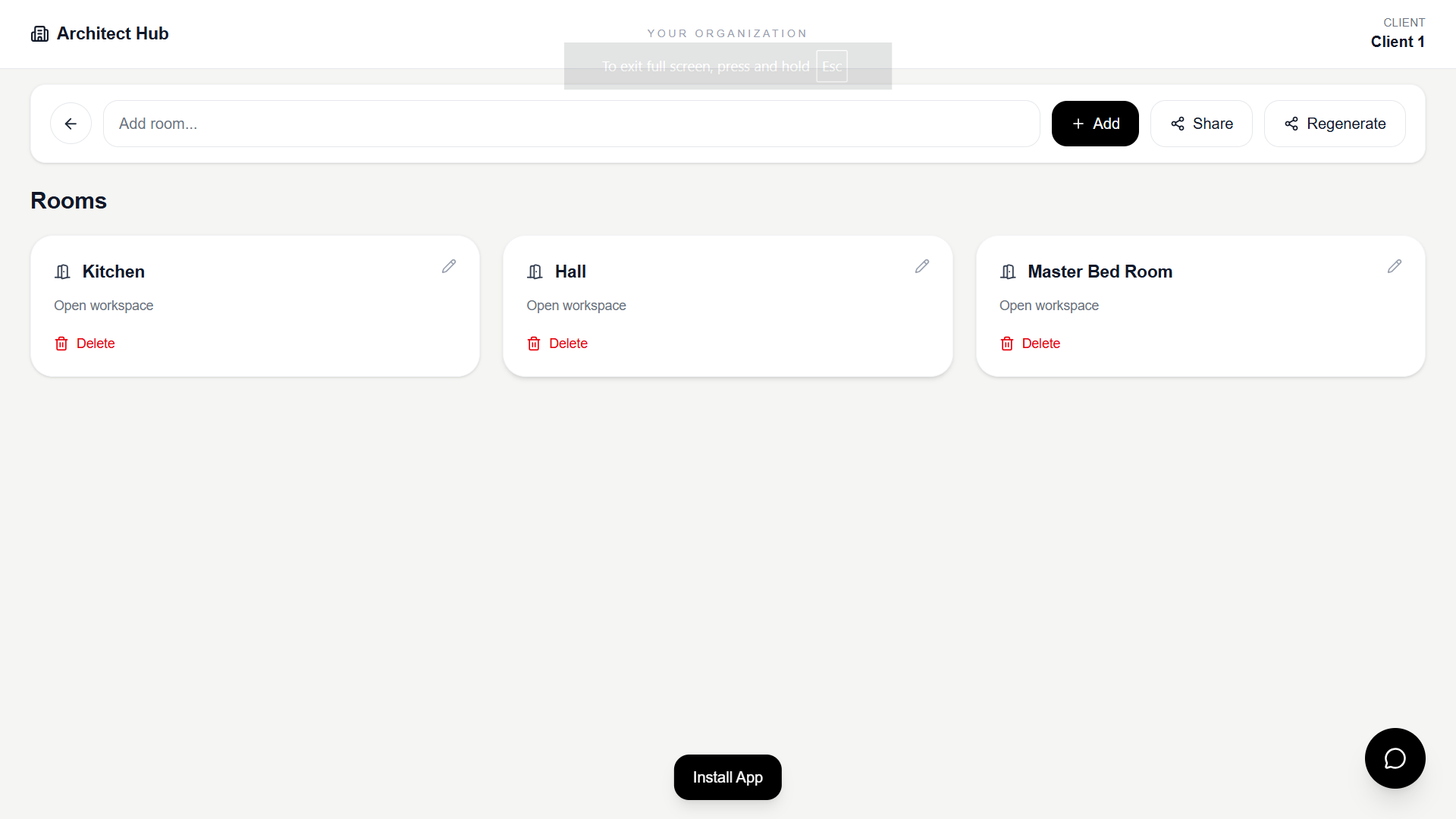 Project Rooms Interface